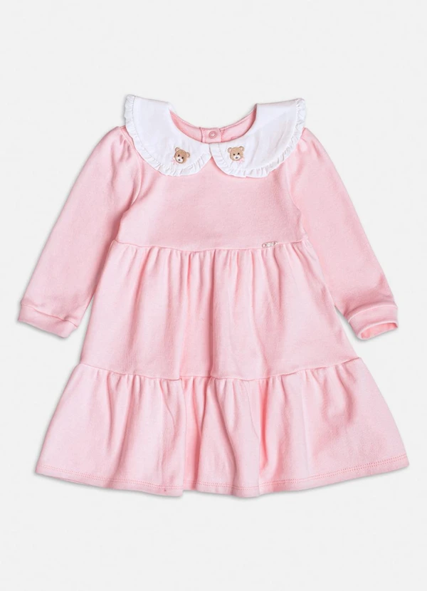 Momi - Vestido Rosa de Gola com Babadinho Rosa 2