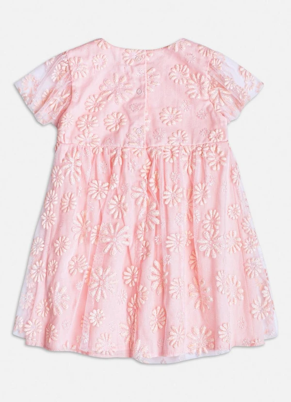 Momi - Vestido Rosa de Tule Floral Bordado Rosa 2