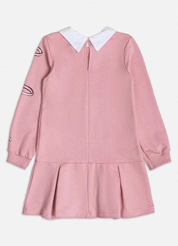 Momi - Vestido Rosa em Moletom com Golinha Rosa 2