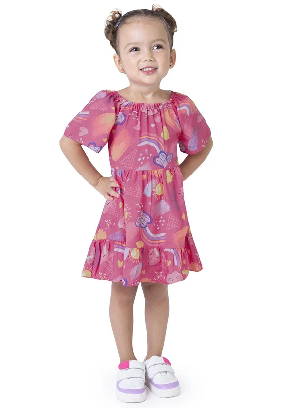 Vestido Rosa Escuro Arco-Íris Marias Malwee Kids
