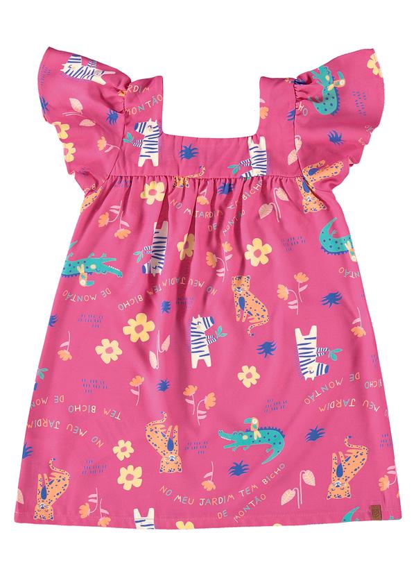 Malwee Kids - Vestido Rosa Escuro Evasê Safari