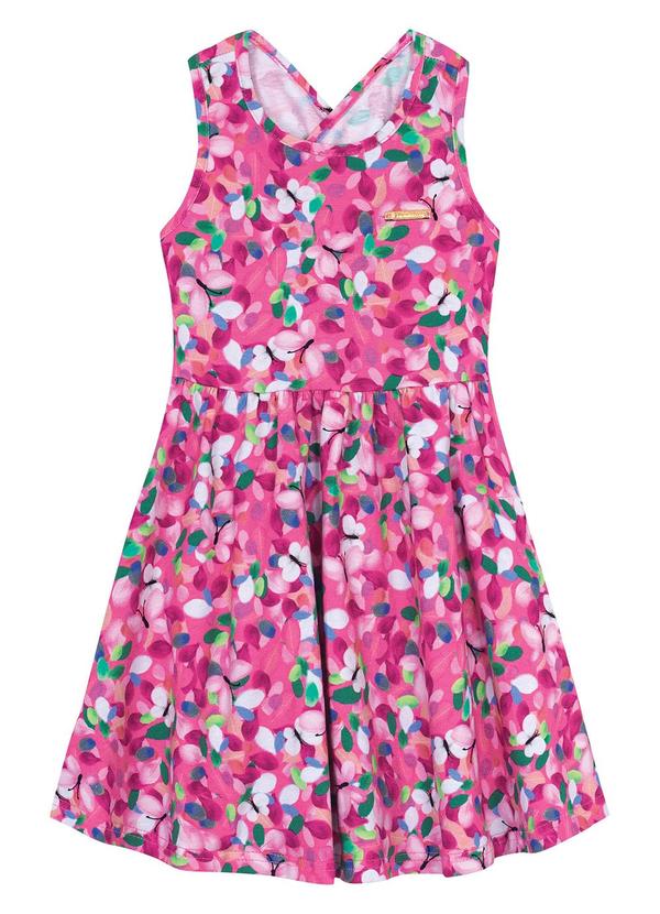 Carinhoso - Vestido Rosa Escuro Godê Floral Menina 1