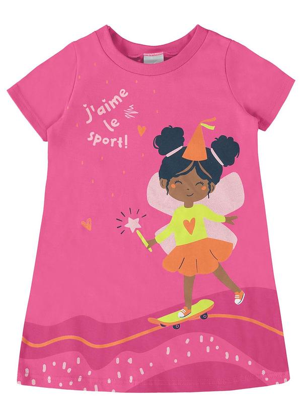 Malwee Kids - Vestido Rosa Escuro T-Shirt Fadinha