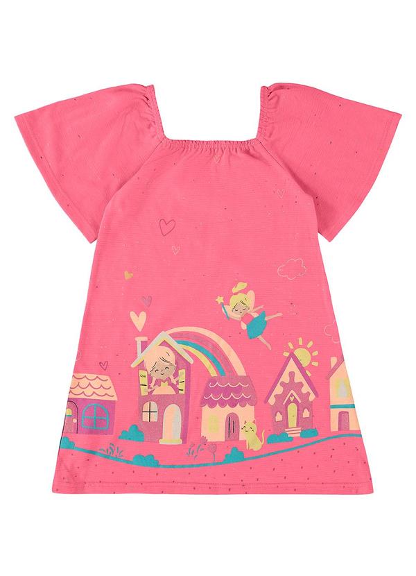 Malwee Kids - Vestido Rosa Evasê Encantado em Botonê 3