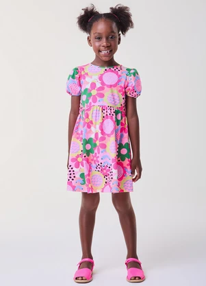 Bimbi - Vestido Rosa Floral Rosa - BIMBI