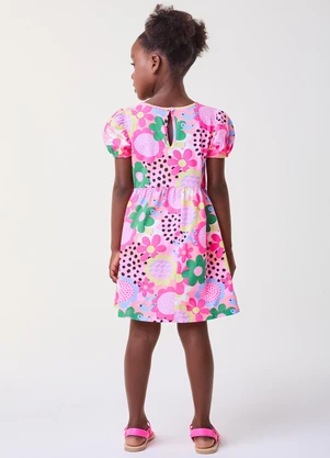 Bimbi - Vestido Rosa Floral Rosa - BIMBI