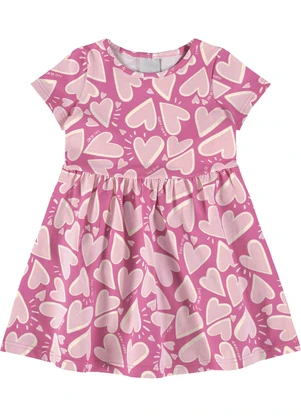 Malwee Kids - Vestido Rosa Godê Corações em Cotton - MALWEE KIDS