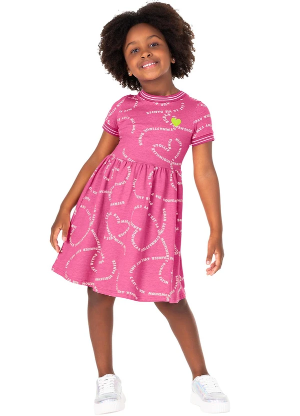Malwee Kids - Vestido Rosa Godê Corações
