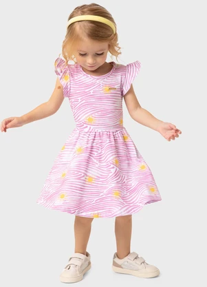 Carinhoso - Vestido Rosa Godê Sol com Metalizado - CARINHOSO