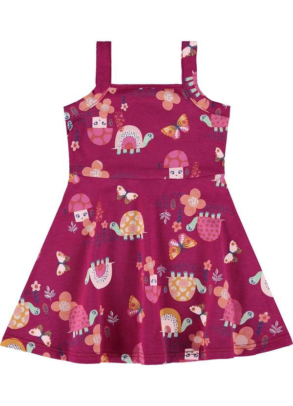 Malwee Kids - Vestido Rosa Magenta Evasê Jardim
