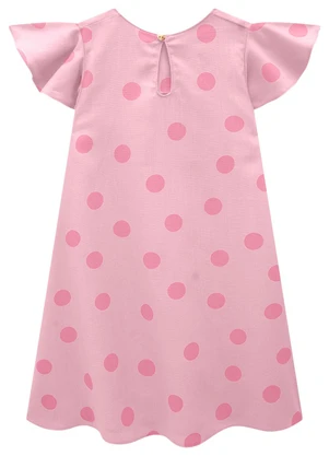 Carinhoso - Vestido Rosa Mídi Amplo Poá Menina - CARINHOSO