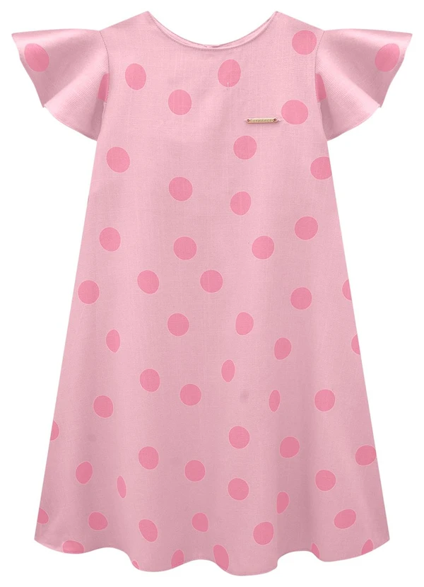 Carinhoso - Vestido Rosa Mídi Amplo Poá Menina 1
