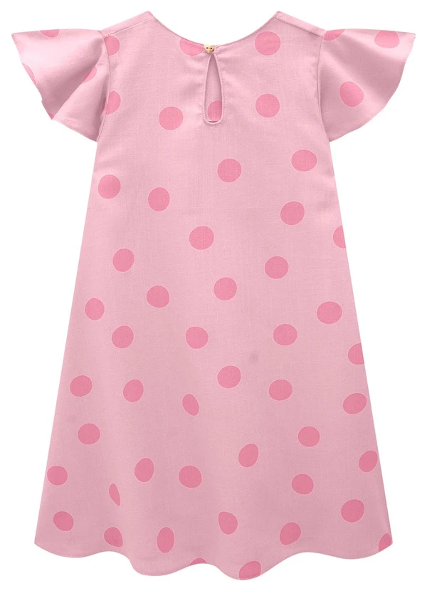 Carinhoso - Vestido Rosa Mídi Amplo Poá Menina 2