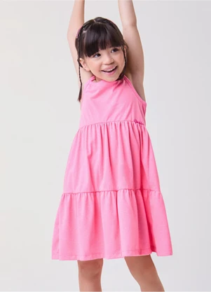 Bimbi - Vestido Rosa Neon com Alças Rosa - BIMBI