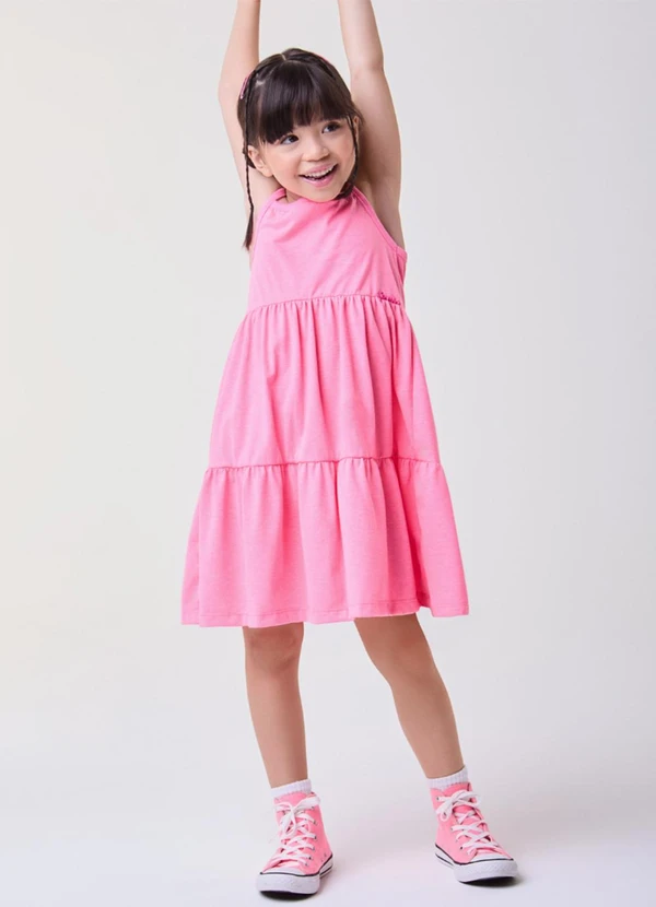 Bimbi - Vestido Rosa Neon com Alças Rosa 2
