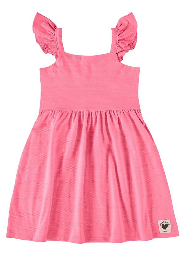 Malwee Kids - Vestido Rosa Rodado em Malha Trabalhada