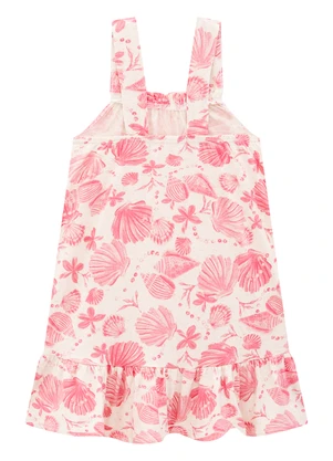 Carinhoso - Vestido Rosa Sustentável Evasê Conchas - CARINHOSO