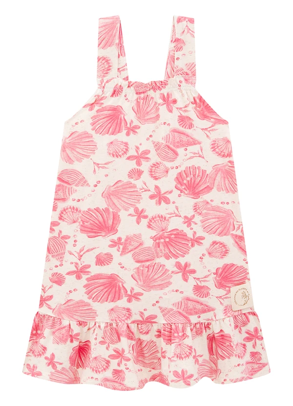 Carinhoso - Vestido Rosa Sustentável Evasê Conchas