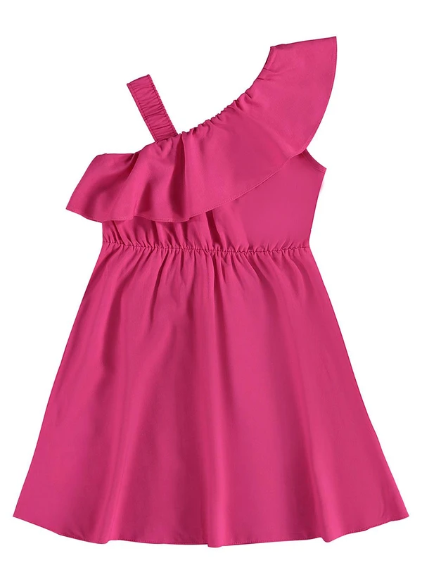 Malwee Kids - Vestido Rosa Tropical Curto Assimétrico
