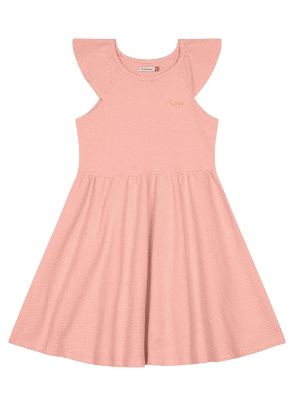 Carinhoso - Vestido Rosê Evasê com Bordado Menina