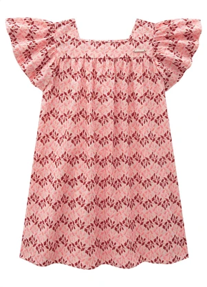 Carinhoso - Vestido Rosê Evasê Folhagens Bordadas - CARINHOSO