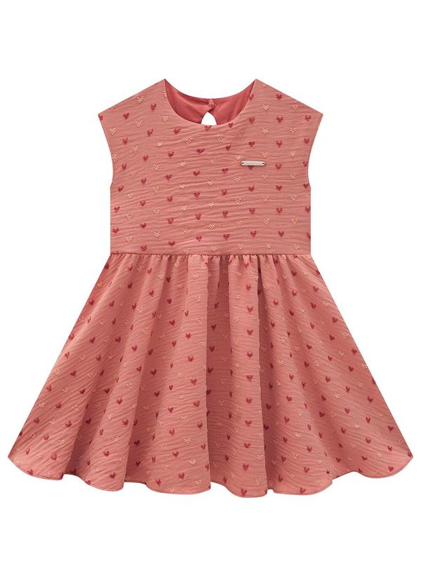 Carinhoso - Vestido Rosê Godê em Plumetis Coração