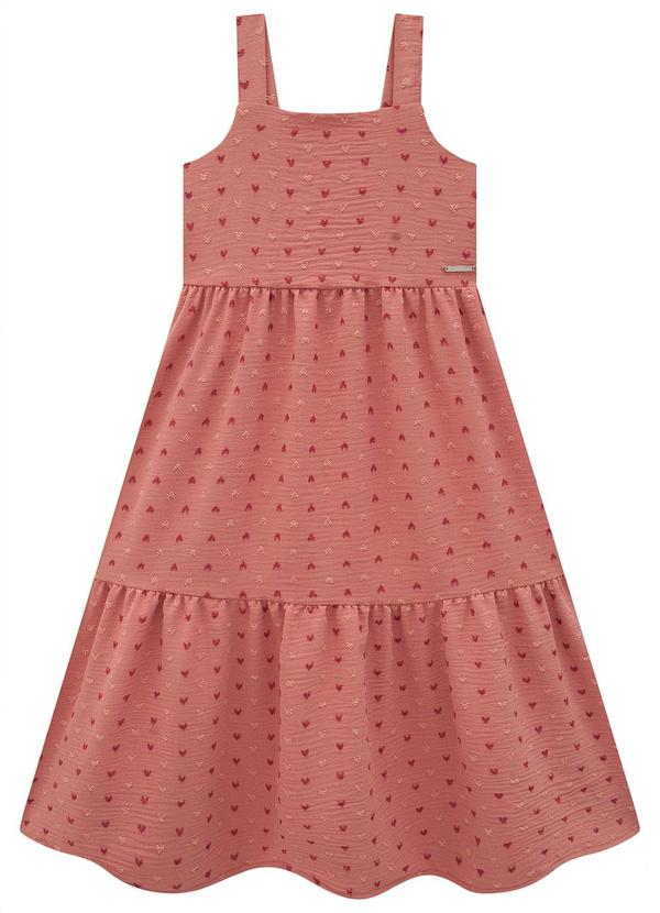 Carinhoso - Vestido Rosê Midi Evasê Corações