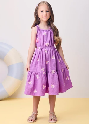 Momi - Vestido Roxo Anarrugado Floral - MOMI