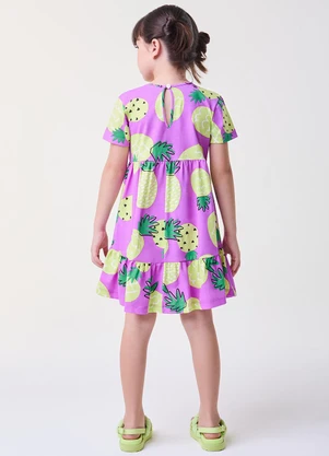 Bimbi - Vestido Roxo com Fruit Print de Abacaxis Roxo - BIMBI