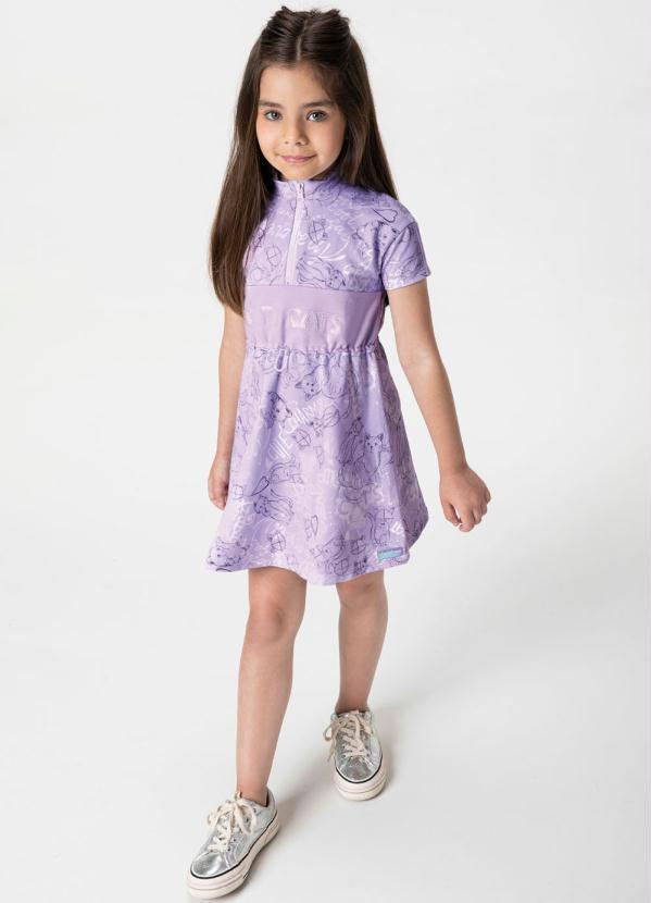 Carinhoso - Vestido Roxo Cute Cat em Moletinho