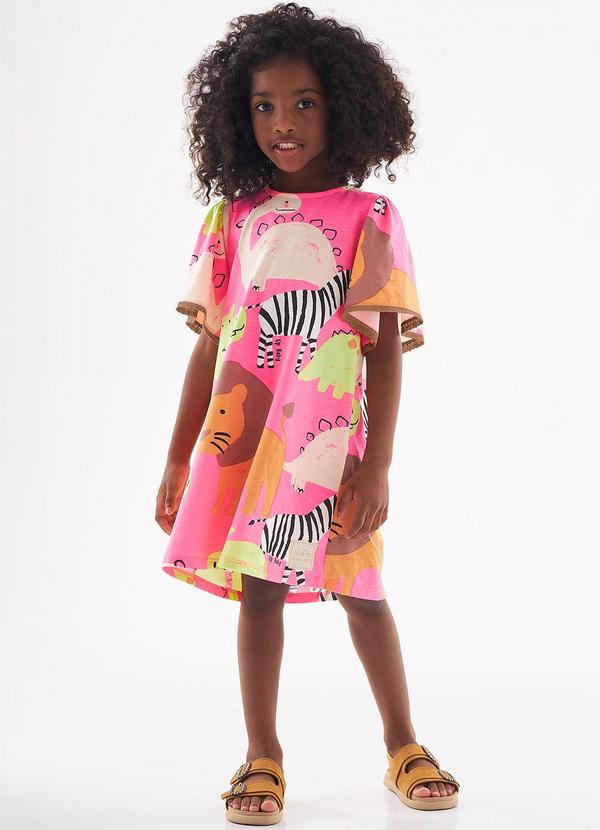 Up Baby - Vestido Safari Roar Infantil Rosa