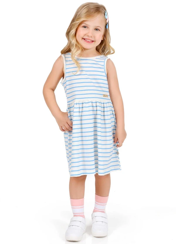 Tink Bink - Vestido sem Manga Estampado Branco