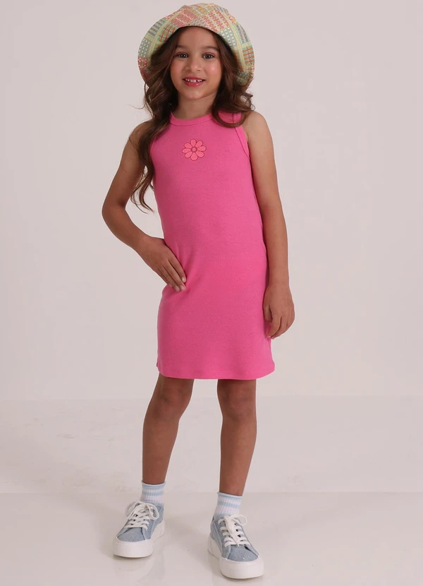 Tink Bink - Vestido sem Manga Midi Rosa