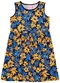 Duduka - Vestido Infantil Rotativo Estampa Folhas  Bege - variação: Azul