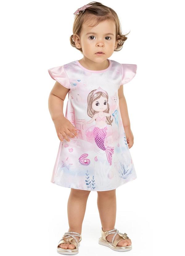 Alenice - Vestido Sereia e Golfinho Menina Rosa