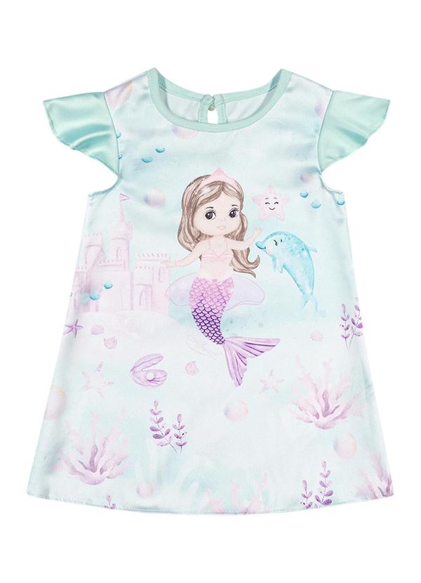 Alenice - Vestido Sereia e Golfinho Menina Verde