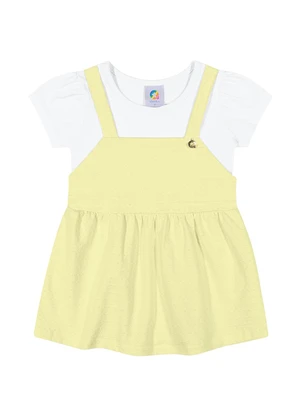 Outlet - Vestido Sobreposto com Manga Bufante Branco - OUTLET
