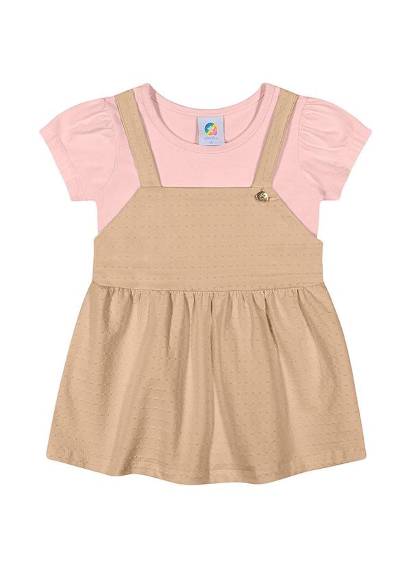 Alenice - Vestido Sobreposto com Manga Bufante Rosa 