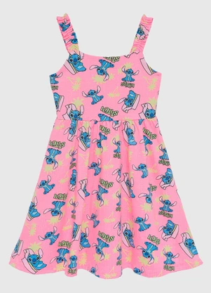 Malwee Kids - Vestido Stitch® Curto Godê Rosa - MALWEE KIDS