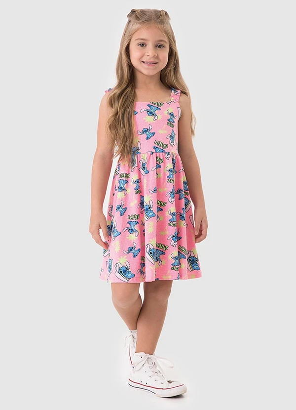 Malwee Kids - Vestido Stitch® Curto Godê Rosa
