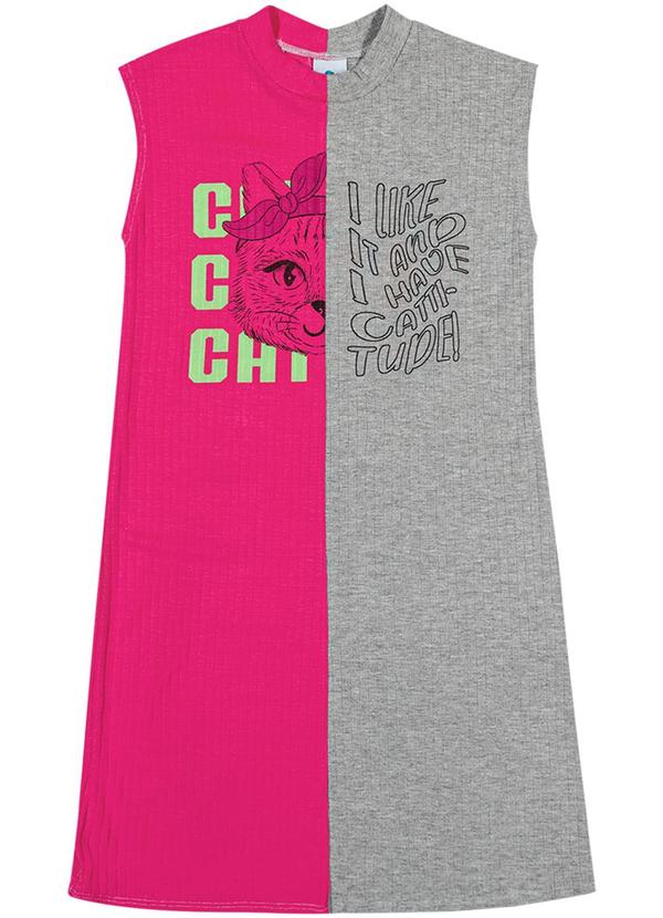 Alenice - Vestido Sweet Cat Menina Cinza