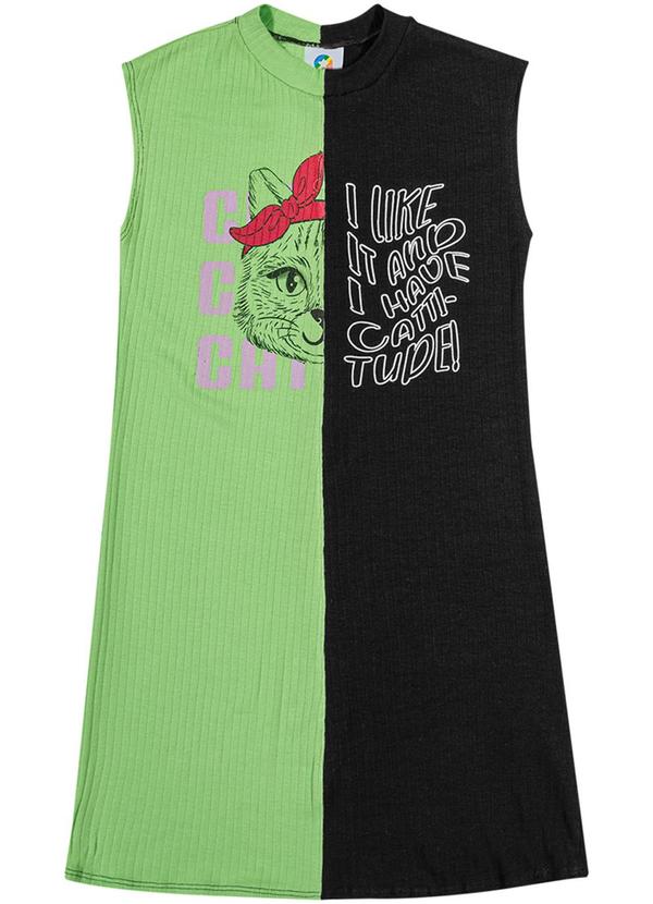 Alenice - Vestido Sweet Cat Menina Preto