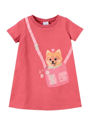 Malwee Kids - Vestido T-Shirt Cachorrinho com Bolsinha Rosa - MALWEE KIDS