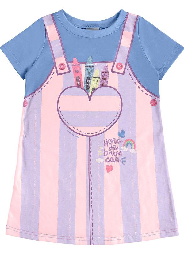Malwee Kids - Vestido T-Shirt Jardineira Azul