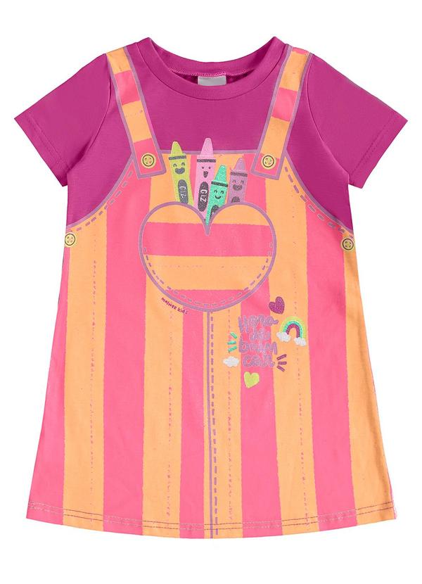 Malwee Kids - Vestido T-Shirt Jardineira Rosa Escuro