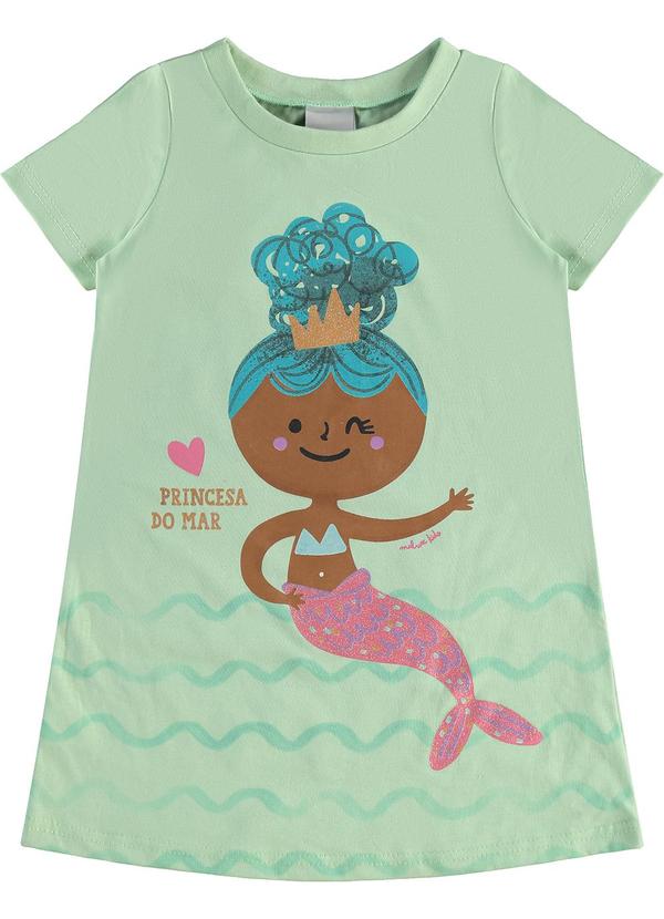 Malwee Kids - Vestido T-Shirt Sereia Verde Menta