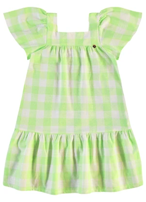 Pulla Bulla - Vestido Tecido Fio Tinto e Meia Malha Verde - PULLA BULLA