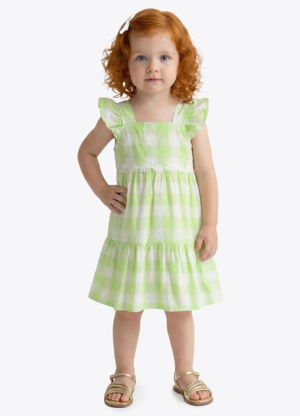 Pulla Bulla - Vestido Tecido Fio Tinto e Meia Malha Verde