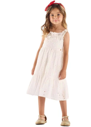 Up Baby - Vestido Tecido Laise Forrado Branco - UP BABY