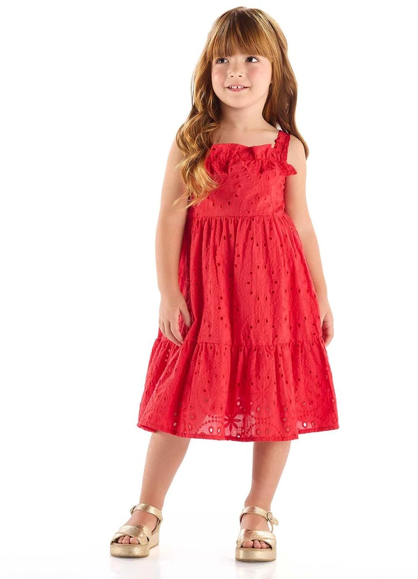 Up Baby - Vestido Tecido Laise Forrado Vermelho 1